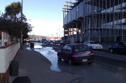 A burst water main in Christchurch